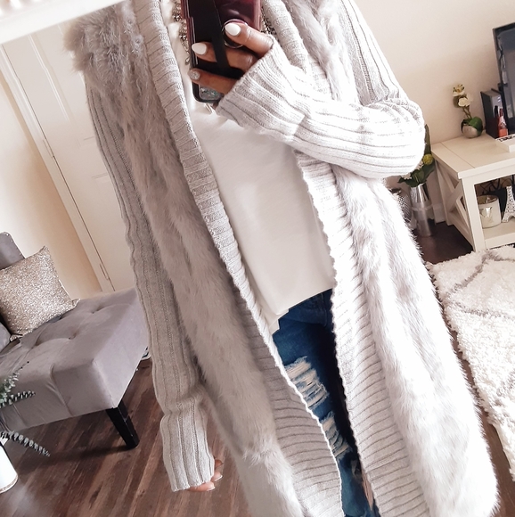 Marciano Sweaters - NWT Marciano Faux Fur Havika Belt Cardigan Sweater